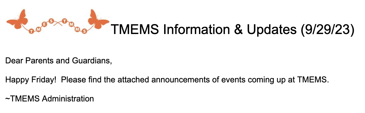 TMEMS Information & Updates (9/29/23)