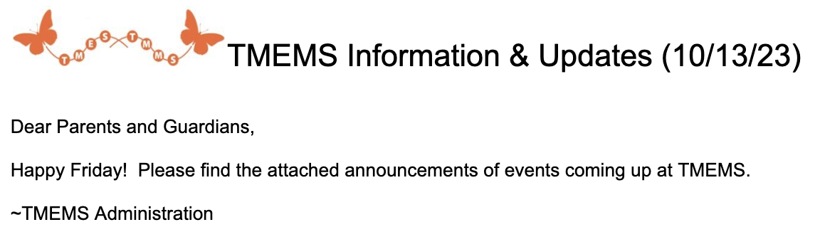 TMEMS Information & Updates (10/13/23)