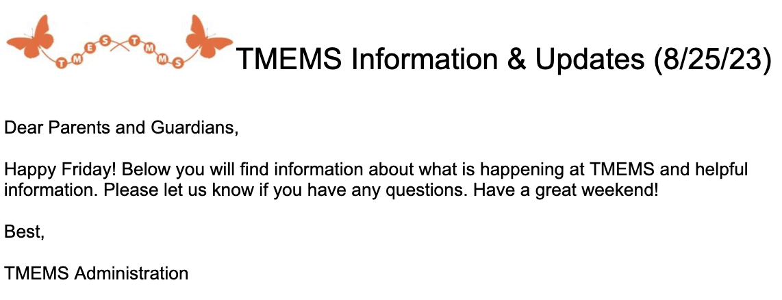 TMEMS Information & Updates (8/25/23)