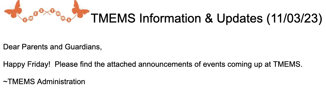 TMEMS Information & Updates (11/03/23)